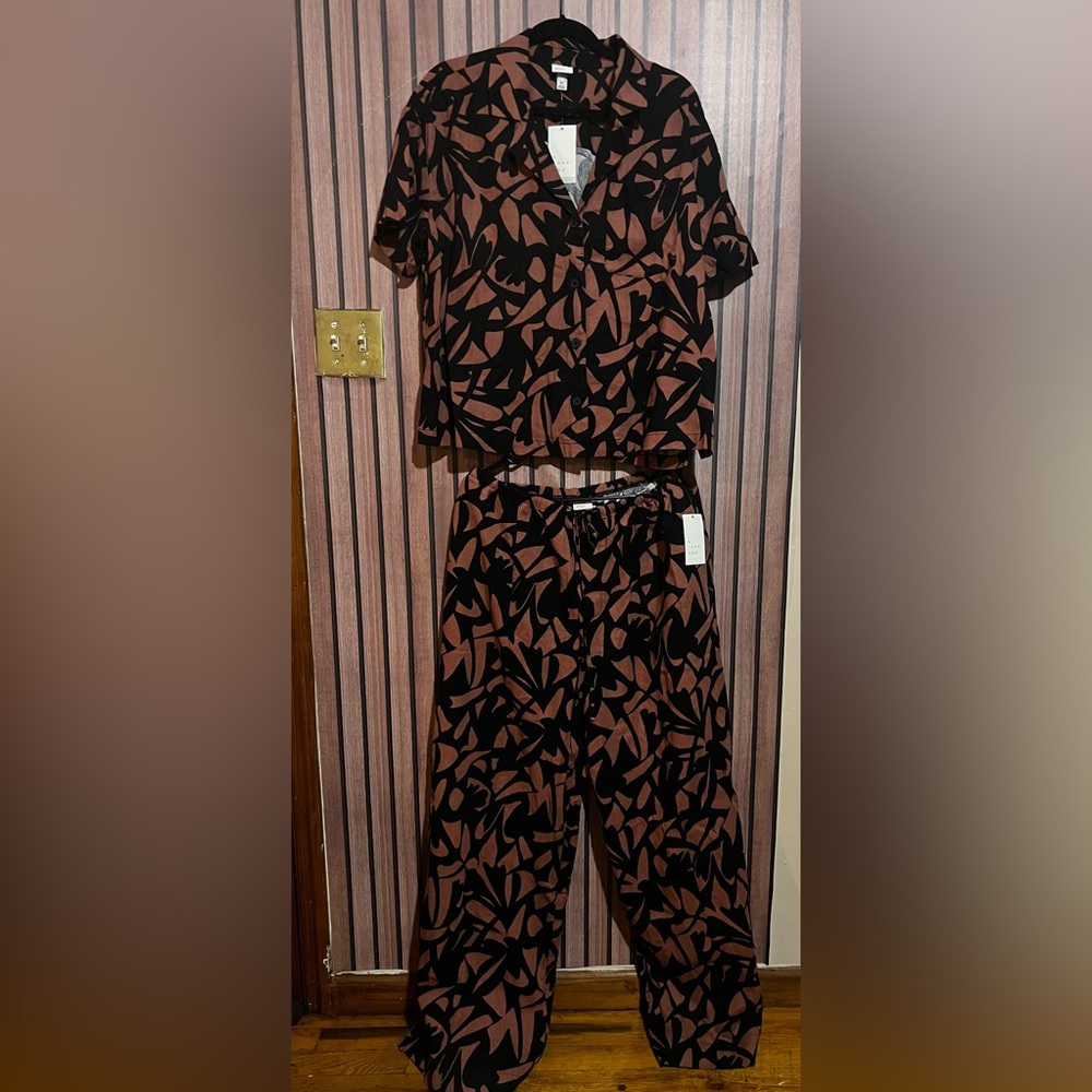 A New Day Black and Brown two pieces with Botanical Prints